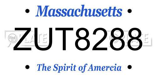 ZUT8288 Massachusetts License Plate