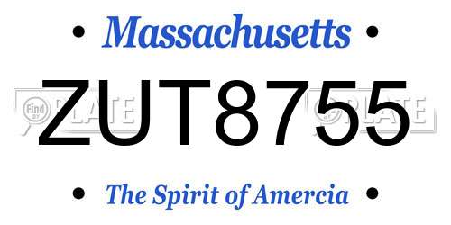 ZUT8755 Massachusetts License Plate