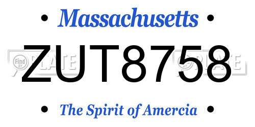 ZUT8758 Massachusetts License Plate