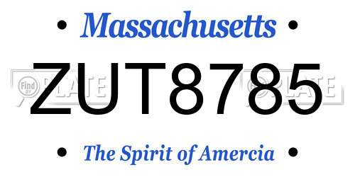 ZUT8785 Massachusetts License Plate