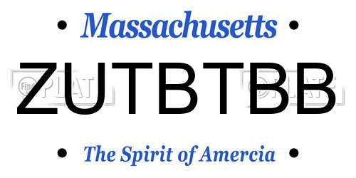 ZUTBTBB Massachusetts License Plate