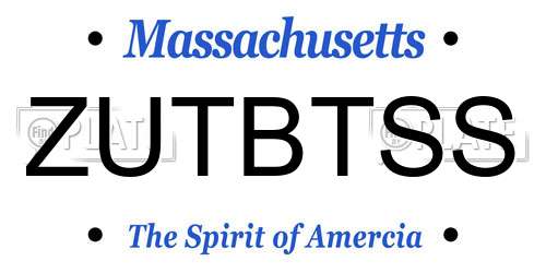 ZUTBTSS Massachusetts License Plate