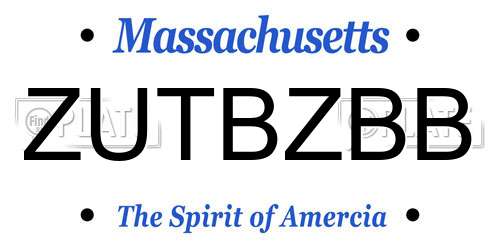 ZUTBZBB Massachusetts License Plate