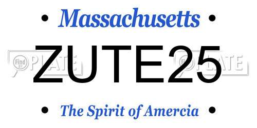 ZUTE25 Massachusetts License Plate