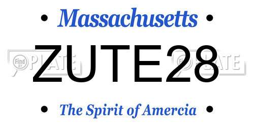 ZUTE28 Massachusetts License Plate