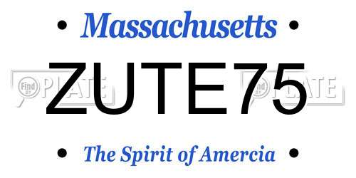 ZUTE75 Massachusetts License Plate