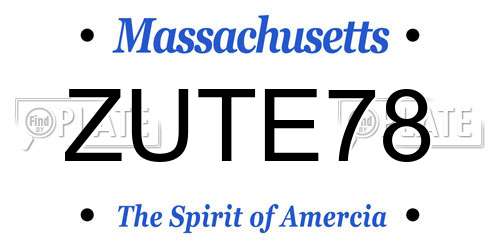 ZUTE78 Massachusetts License Plate