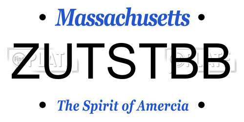 ZUTSTBB Massachusetts License Plate