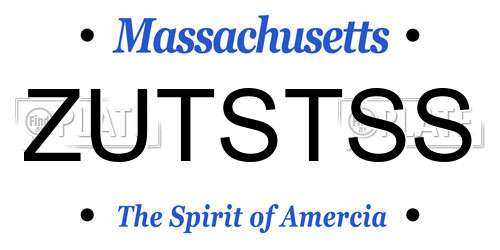 ZUTSTSS Massachusetts License Plate