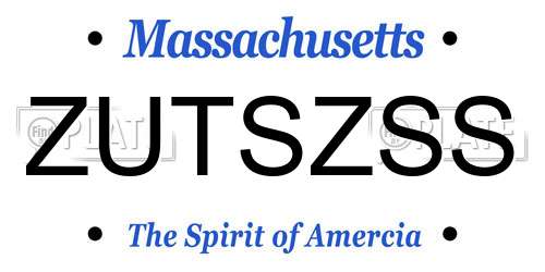 ZUTSZSS Massachusetts License Plate