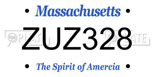 ZUZ328 Massachusetts License Plate