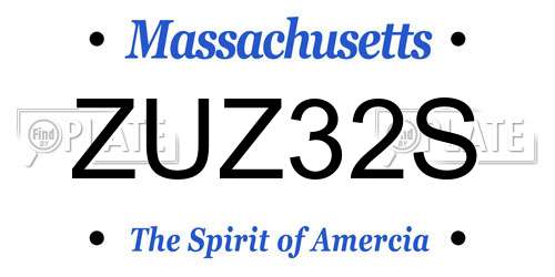 ZUZ32S Massachusetts License Plate