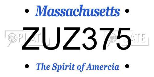 ZUZ375 Massachusetts License Plate