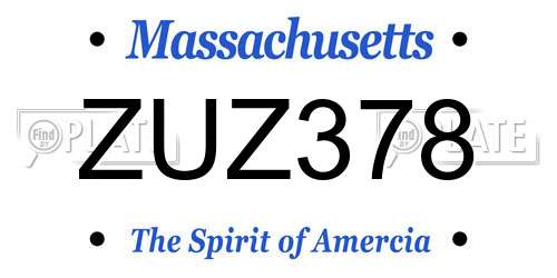 ZUZ378 Massachusetts License Plate