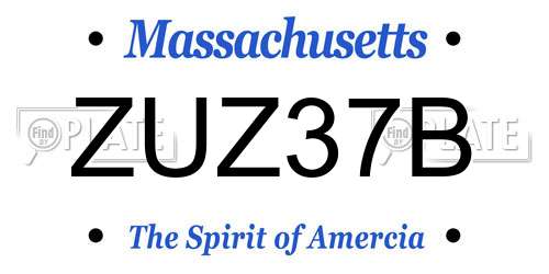 ZUZ37B Massachusetts License Plate