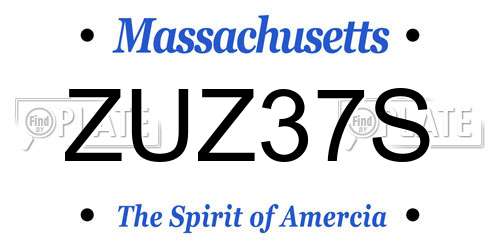 ZUZ37S Massachusetts License Plate
