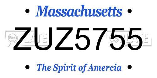 ZUZ5755 Massachusetts License Plate