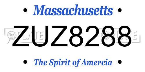 ZUZ8288 Massachusetts License Plate