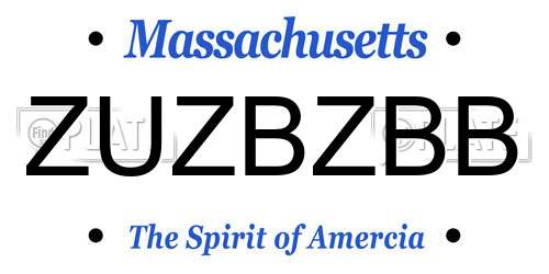 ZUZBZBB Massachusetts License Plate