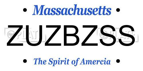 ZUZBZSS Massachusetts License Plate