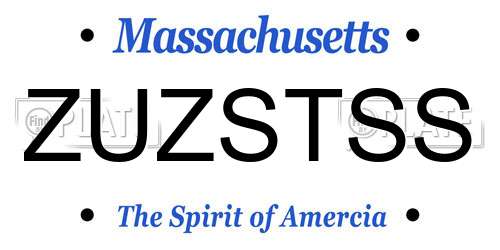 ZUZSTSS Massachusetts License Plate