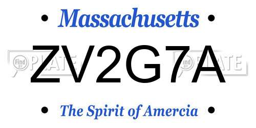 ZV2G7A Massachusetts License Plate