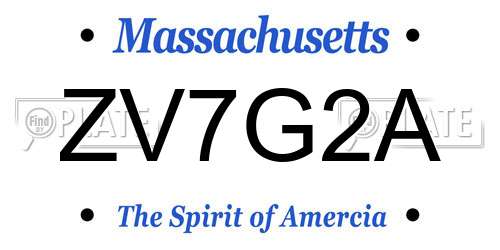 ZV7G2A Massachusetts License Plate