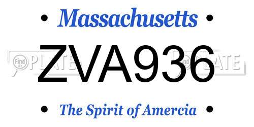 ZVA936 Massachusetts License Plate