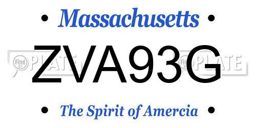 ZVA93G Massachusetts License Plate