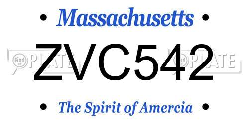 ZVC542 Massachusetts License Plate
