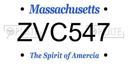 ZVC547 Massachusetts License Plate