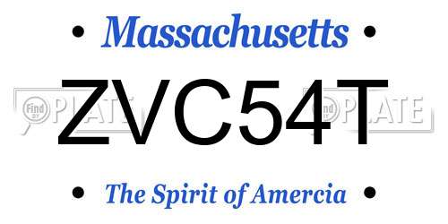 ZVC54T Massachusetts License Plate