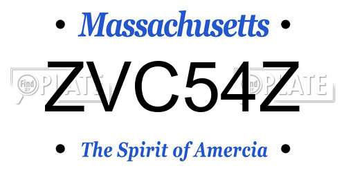 ZVC54Z Massachusetts License Plate