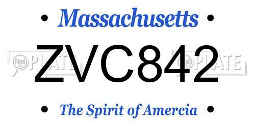 ZVC842 Massachusetts License Plate