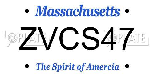 ZVCS47 Massachusetts License Plate