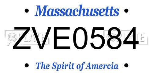 ZVE0584 Massachusetts License Plate