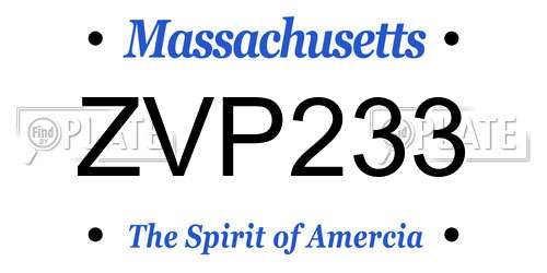 ZVP233 Massachusetts License Plate