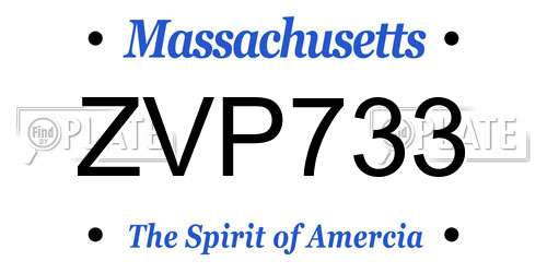 ZVP733 Massachusetts License Plate
