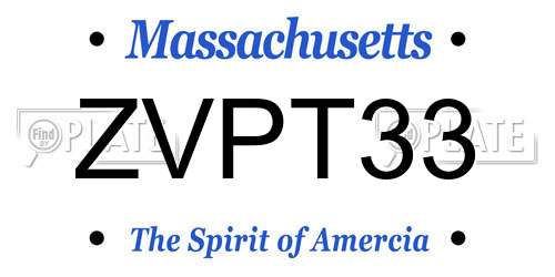 ZVPT33 Massachusetts License Plate