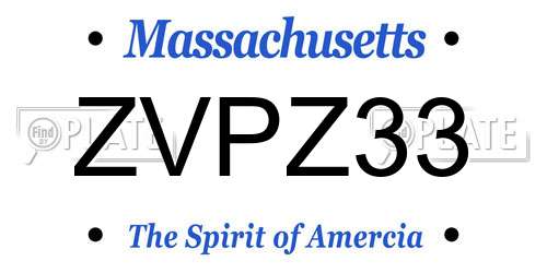 ZVPZ33 Massachusetts License Plate