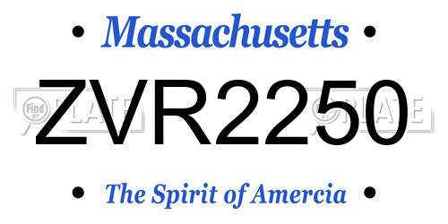 ZVR2250 Massachusetts License Plate