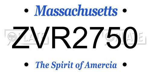 ZVR2750 Massachusetts License Plate