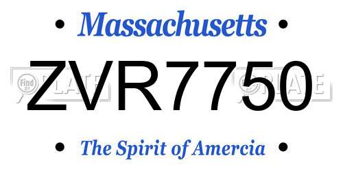ZVR7750 Massachusetts License Plate
