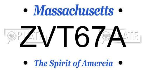 ZVT67A Massachusetts License Plate