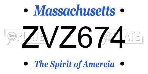 ZVZ674 Massachusetts License Plate