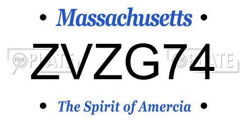 ZVZG74 Massachusetts License Plate