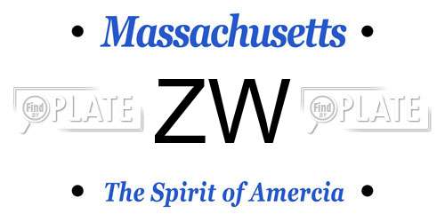 ZW Massachusetts License Plate