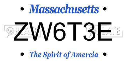 ZW6T3E Massachusetts License Plate