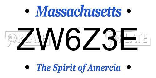 ZW6Z3E Massachusetts License Plate
