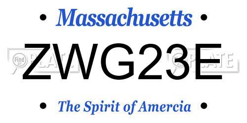 ZWG23E Massachusetts License Plate